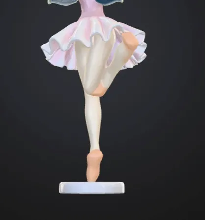 A generated ballerina with a raised leg that doubles back on itself